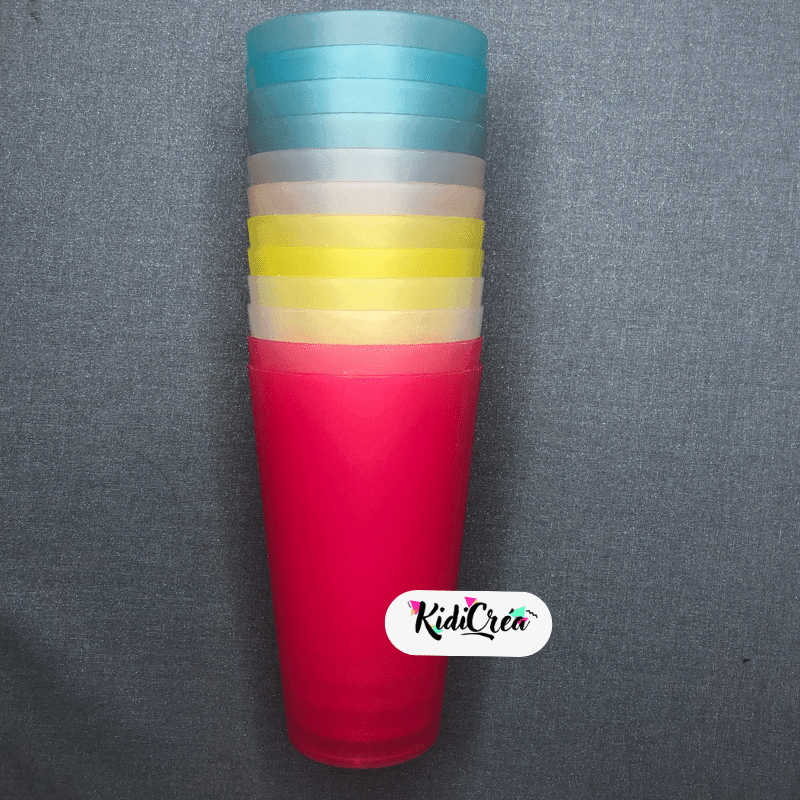Gobelet en plastique translucide et rigide à personnaliser 6 couleurs disponibles - KidiCrea