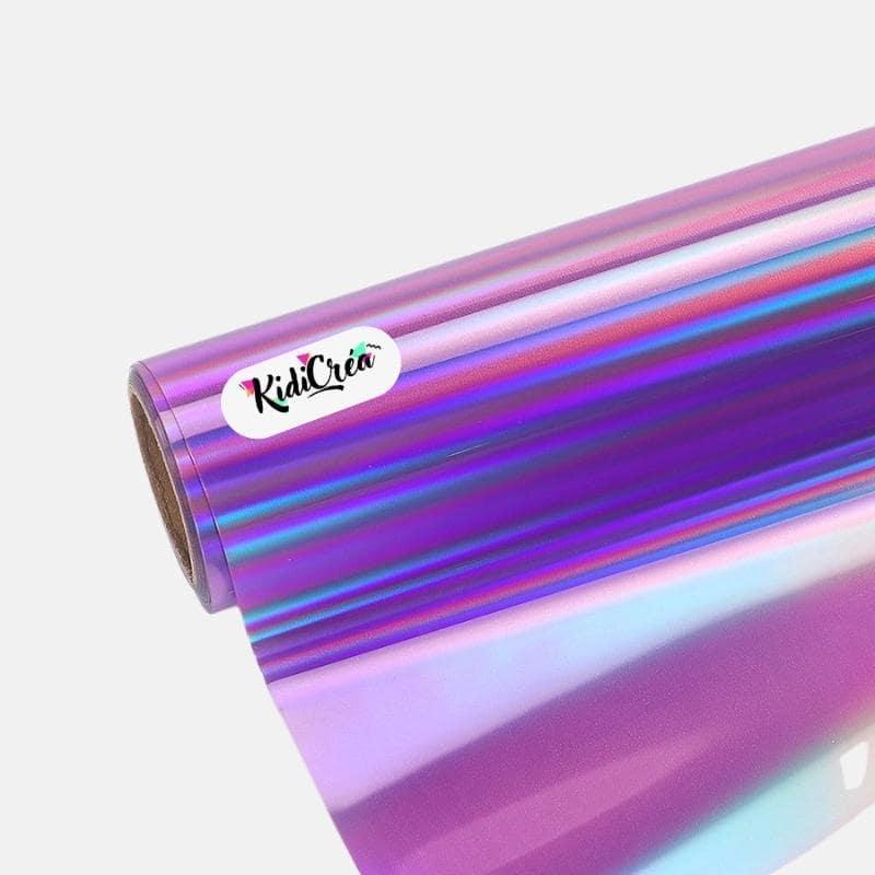Flex Métallisé chrome Holographique Violet pressage à chaud (de 30cm à 60cm) - KidiCrea FLEX