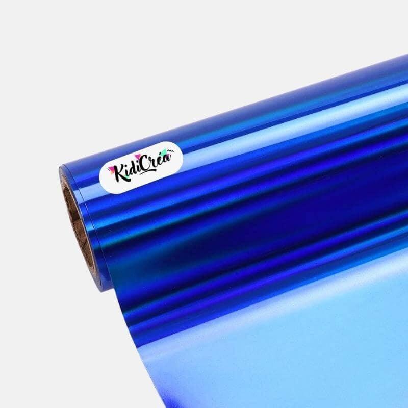 Flex Métallisé bleu Chrome Holographique pour flocage textile – Effets holographiques scintillants