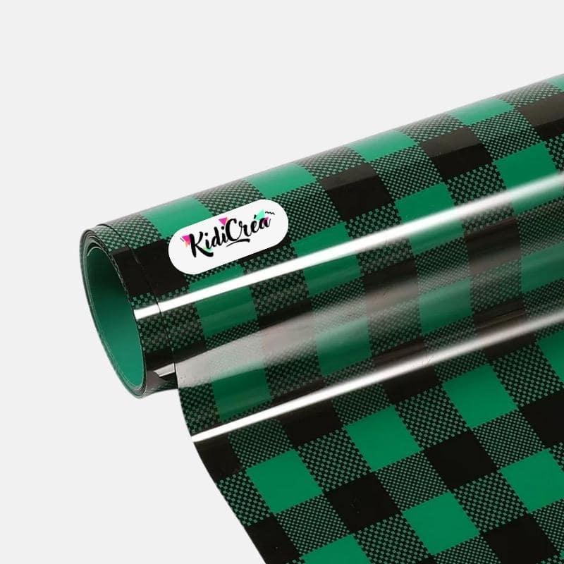 Flex Motifs Écossais Vert et Noir pressage à chaud (30cm à 60cm) - KidiCrea FLEX