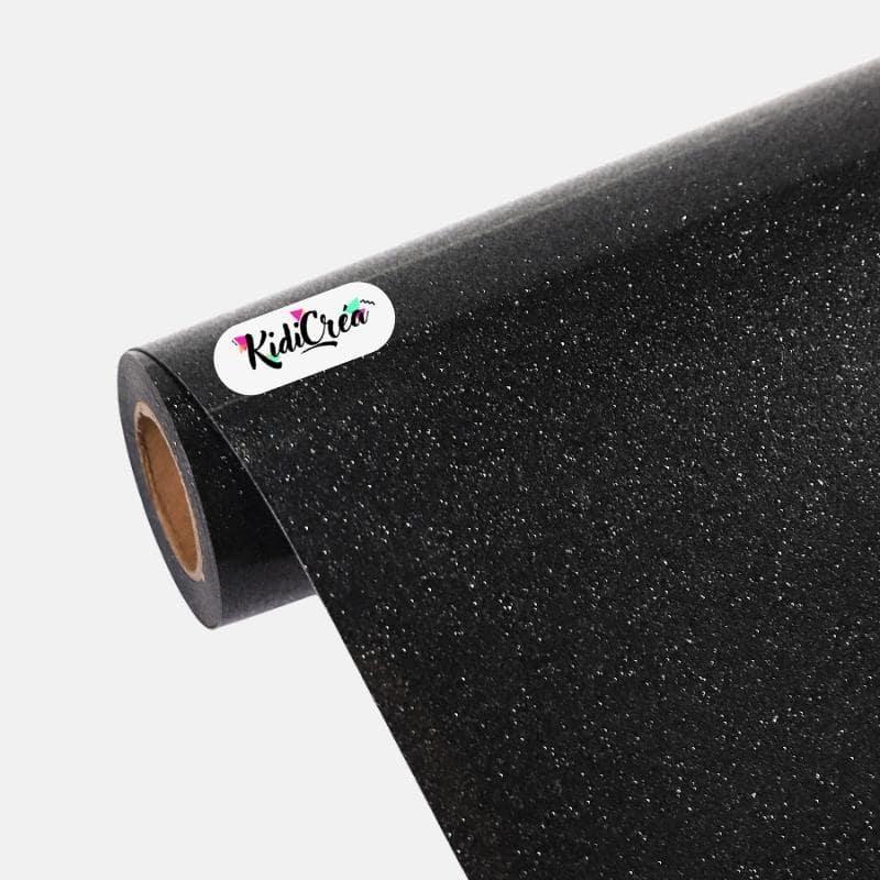 Flex Pailleté Brillant Noir pressage à chaud (30cm à 120cm) - KidiCrea FLEX