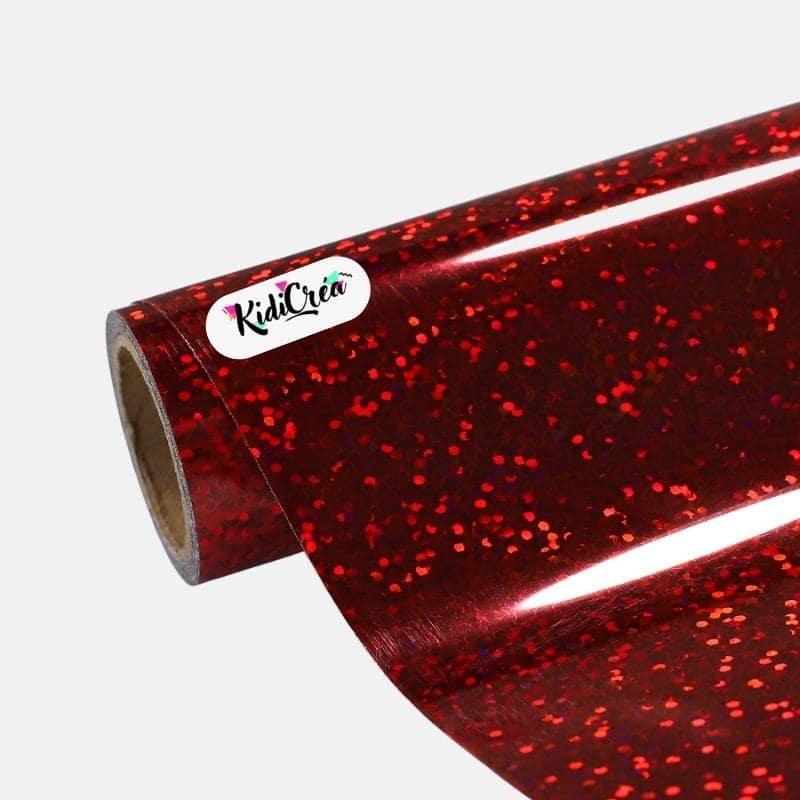 Flex Holographique Rouge Scintillant pressage à chaud (30cm à 60cm) - KidiCrea FLEX