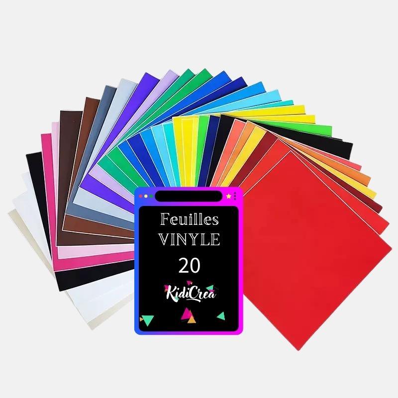 Vinyle adhésif Couleur Mat et Brillante ( Pack de 20 Feuilles de 30x30cm) - KidiCrea VINYL