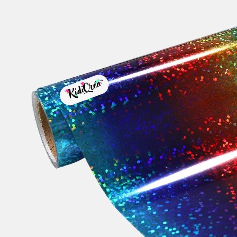 Flex Holographique Rainbow Arc-en-ciel Scintillant pressage à chaud (Feuille 25x30cm) - KidiCrea FLEX