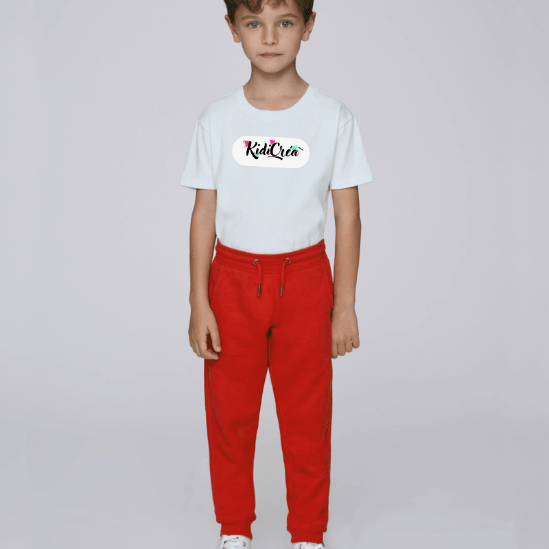Pantalon style Jogging 100% Coton Bio Enfant Rouge à personnaliser - KidiCrea TEXTILE