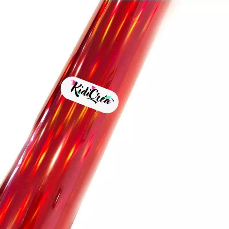 Flex Métallisé chrome Holographique Rouge pressage à chaud (de 30cm à 60cm) - KidiCrea FLEX