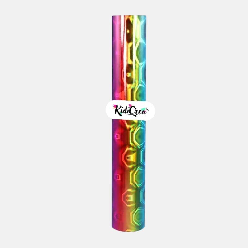 Vinyle adhésif Rainbow Arc-en-Ciel Hexagone Scintillant (Feuille 30x30cm) - KidiCrea VINYL