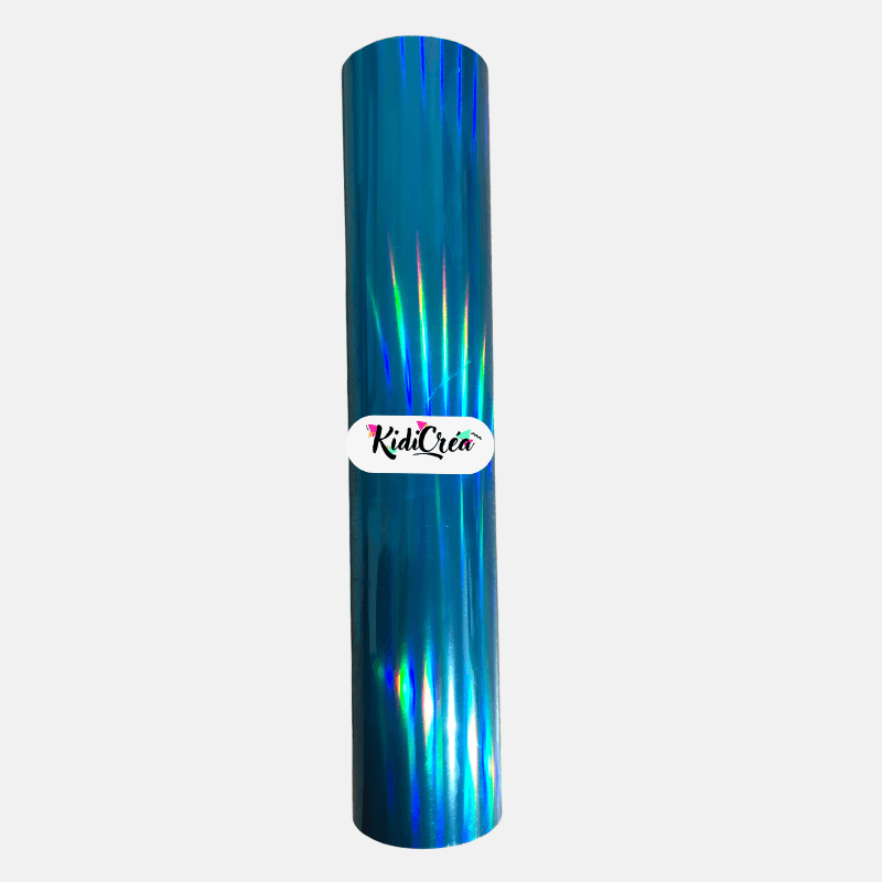 Flex Métallisé chrome Holographique Bleu clair pressage à chaud (de 30cm à 120cm) - KidiCrea FLEX