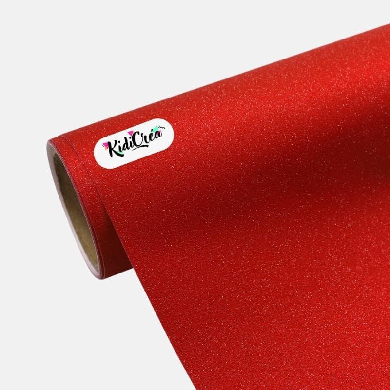 Vinyle adhésif Pailleté Mat Brillant Rouge (de 30cm à 120cm) - KidiCrea VINYL