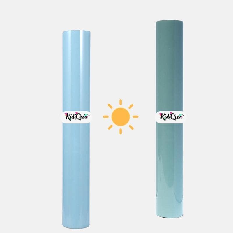 Flex Thermique au soleil Bleu au Bleu Gris pressage à chaud (Feuille 30x30cm) - KidiCrea FLEX