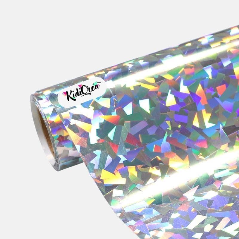 Flex Holographique Crystal Argenté pressage à chaud (Feuille 25x30cm) - KidiCrea FLEX
