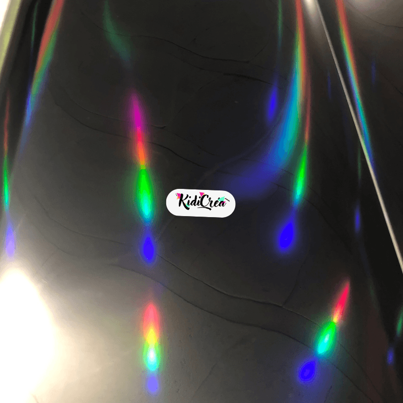 Flex Métallisé chrome Holographique Noir pressage à chaud (de 30cm à 120cm) - KidiCrea FLEX