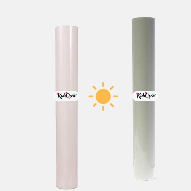 Flex Thermique au soleil Blanc au Kaki à chaud (Feuille 30x30cm) - KidiCrea FLEX