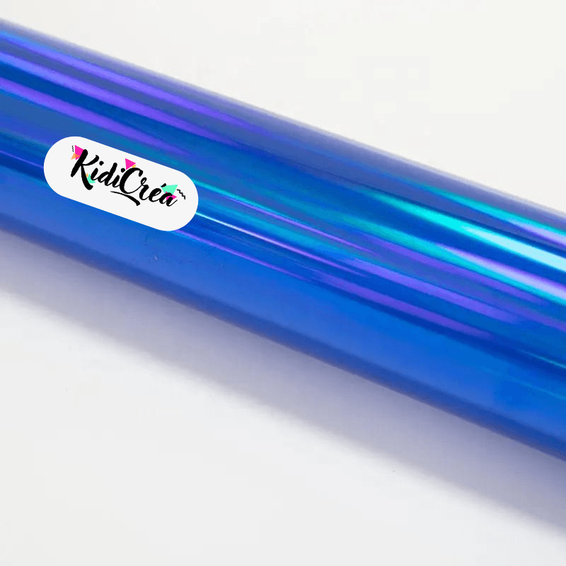 Flex Métallisé chrome Holographique Bleu pressage à chaud (de 30cm à 120cm) - KidiCrea FLEX