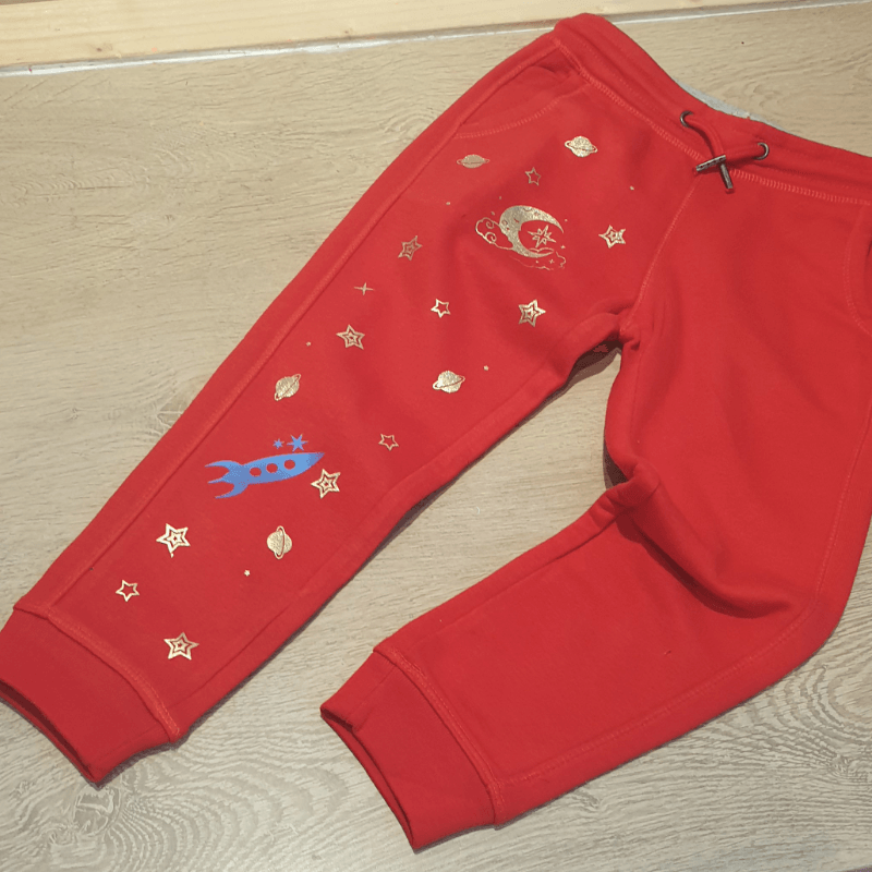 Pantalon style Jogging 100% Coton Bio Enfant Rouge à personnaliser - KidiCrea TEXTILE
