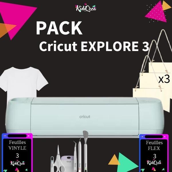 Cricut Explore 3 - Machine seule ou Pack personnalisation T-shirt et objets - KidiCrea CRICUT