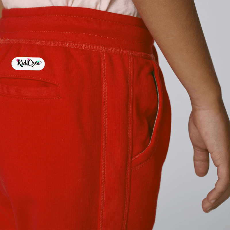 Pantalon style Jogging 100% Coton Bio Enfant Rouge à personnaliser - KidiCrea TEXTILE