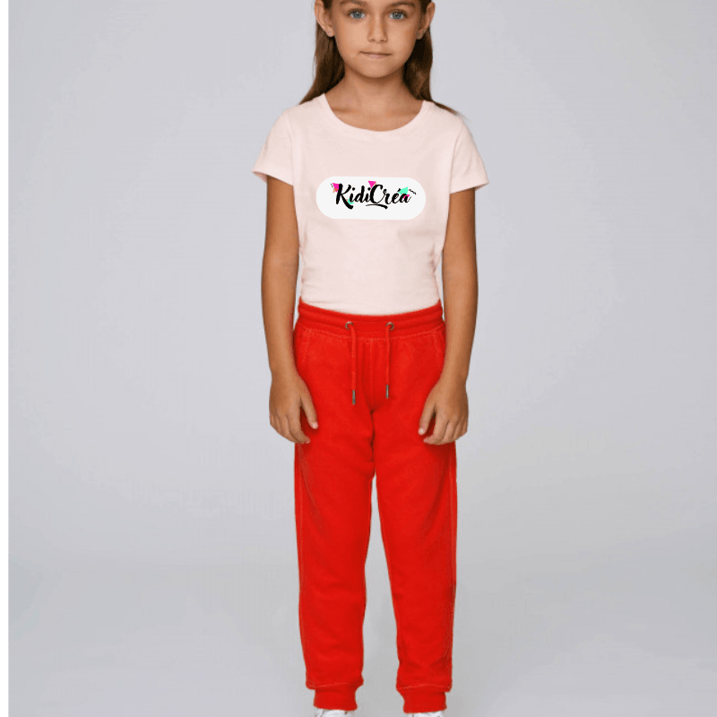 Pantalon style Jogging 100% Coton Bio Enfant Rouge à personnaliser - KidiCrea TEXTILE