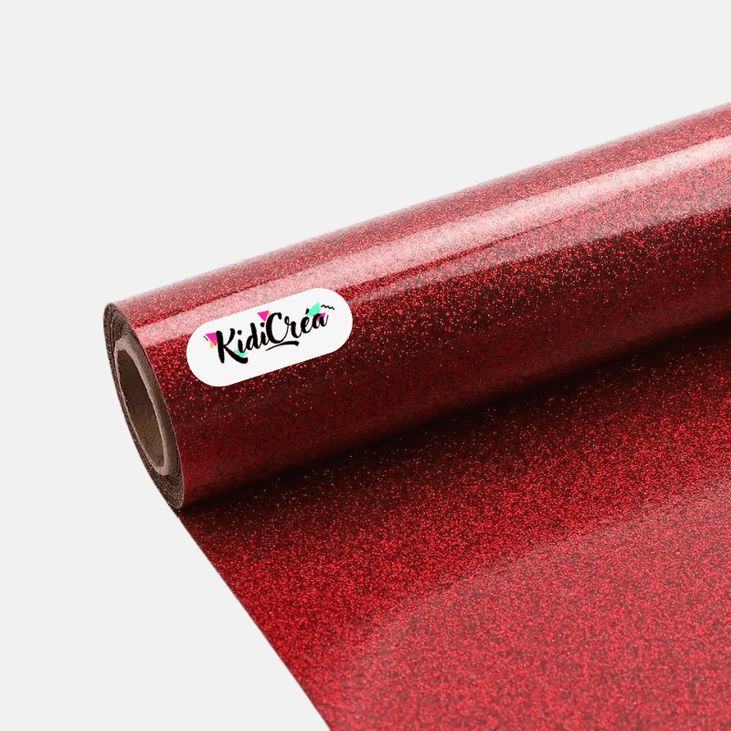 Flex Pailleté Brillant Rouge pressage à chaud (30cm à 120cm) - KidiCrea FLEX